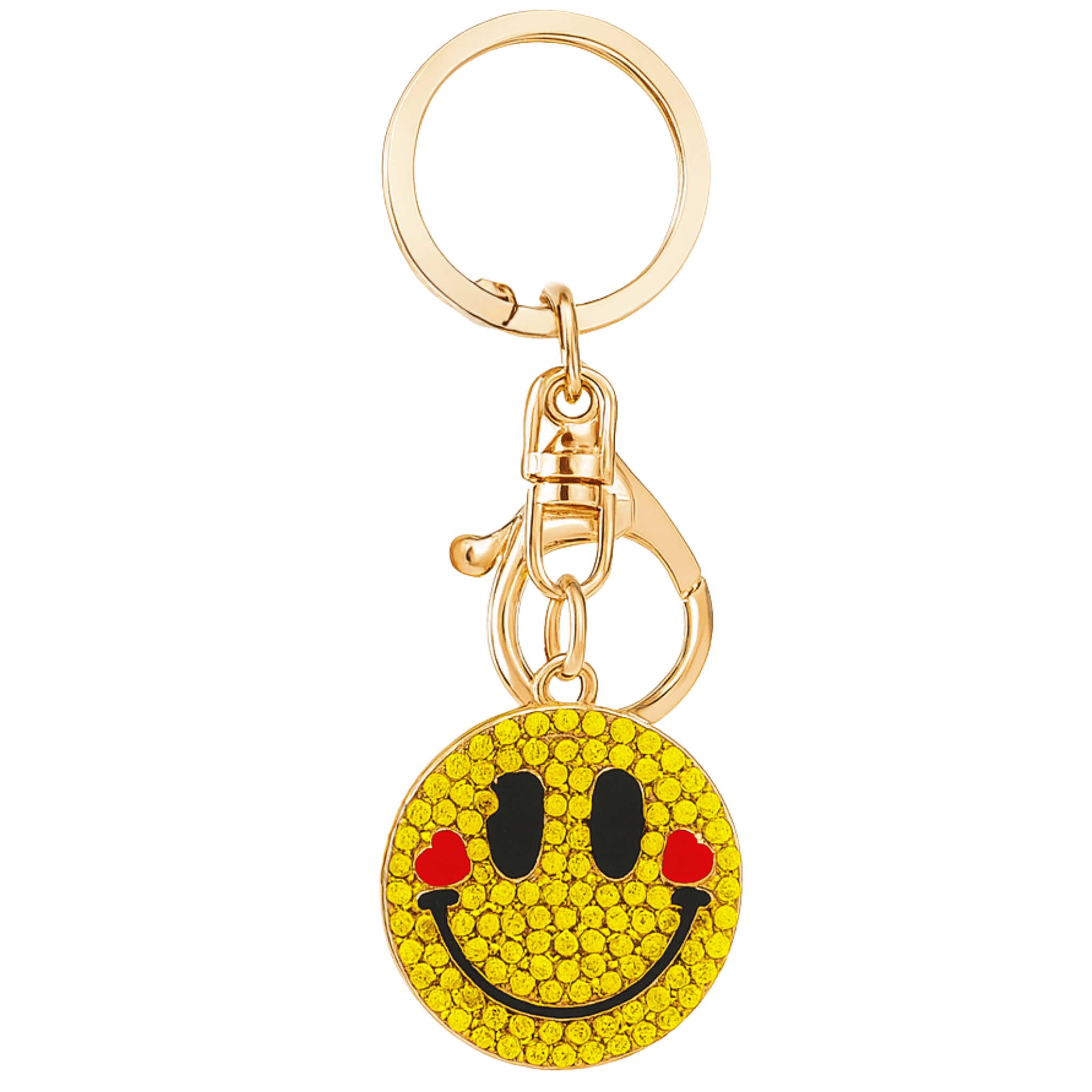  Smiles charm keychain, gold-tone smiley face charm