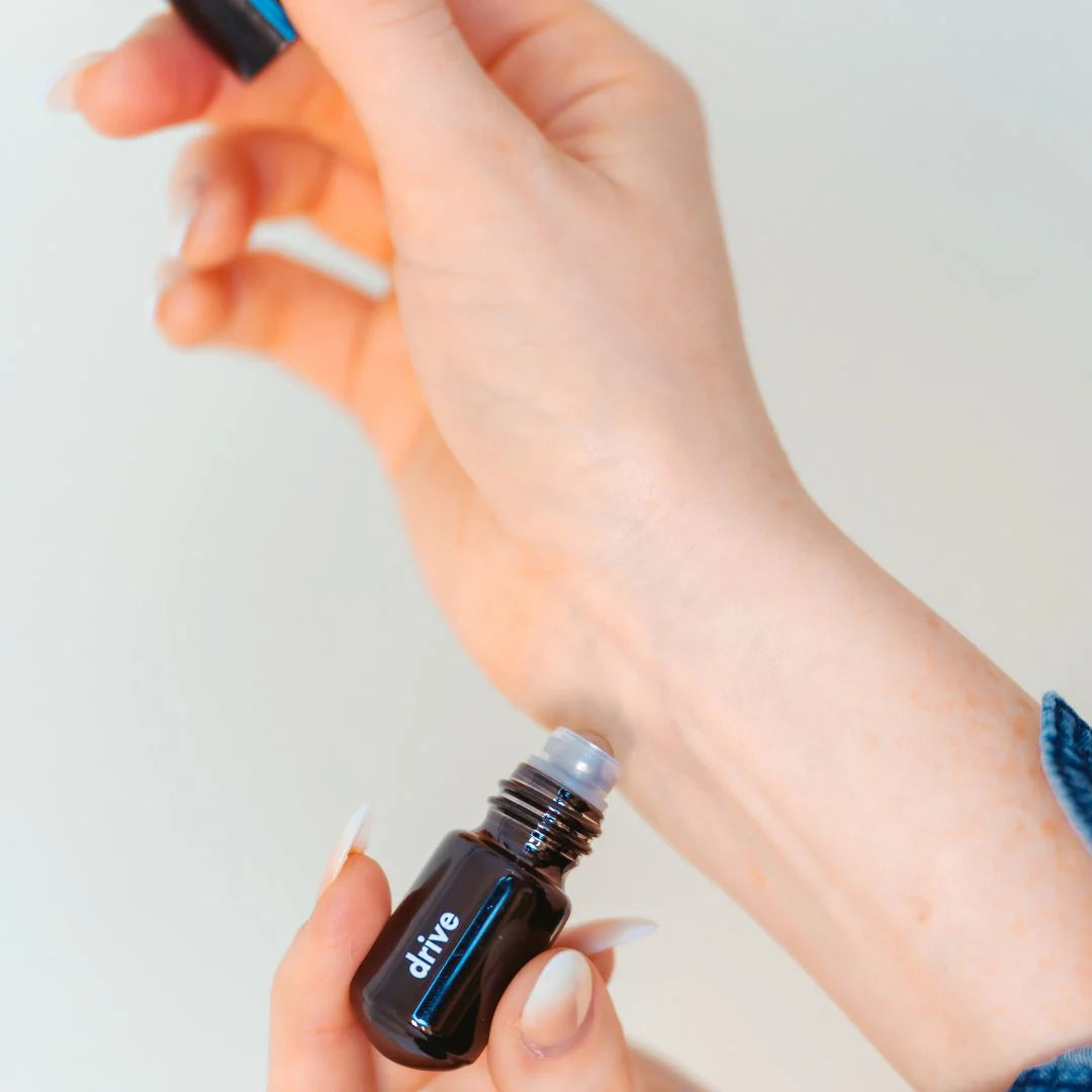 Drive Moodzee roller ball being applied to pulse point