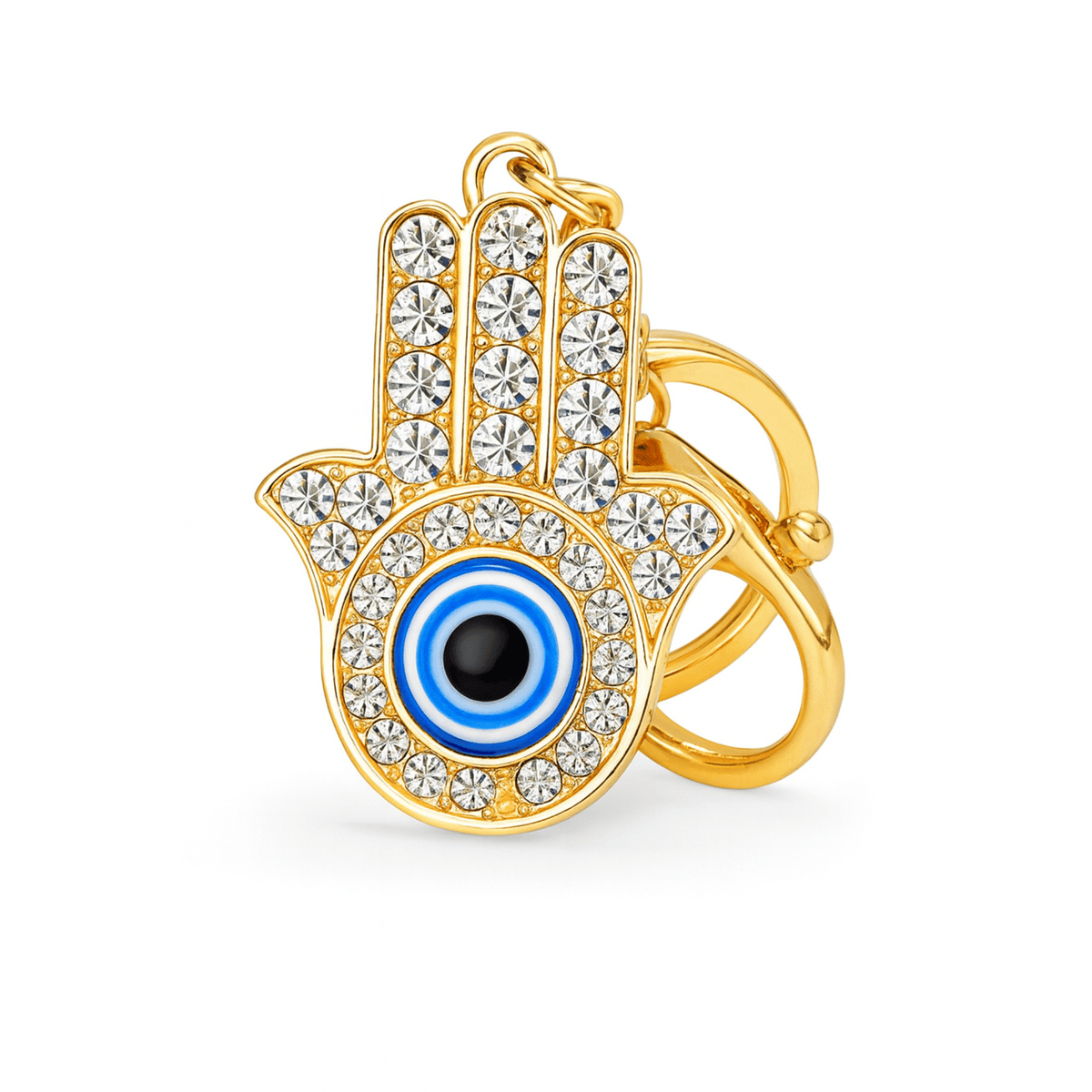 Gold Hamsa hand charm with blue eye 