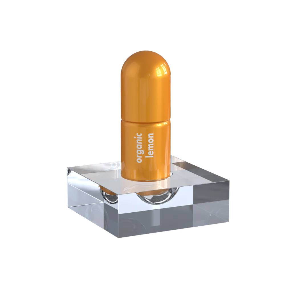 Lemon Moodzee roller ball being applied to pulse point