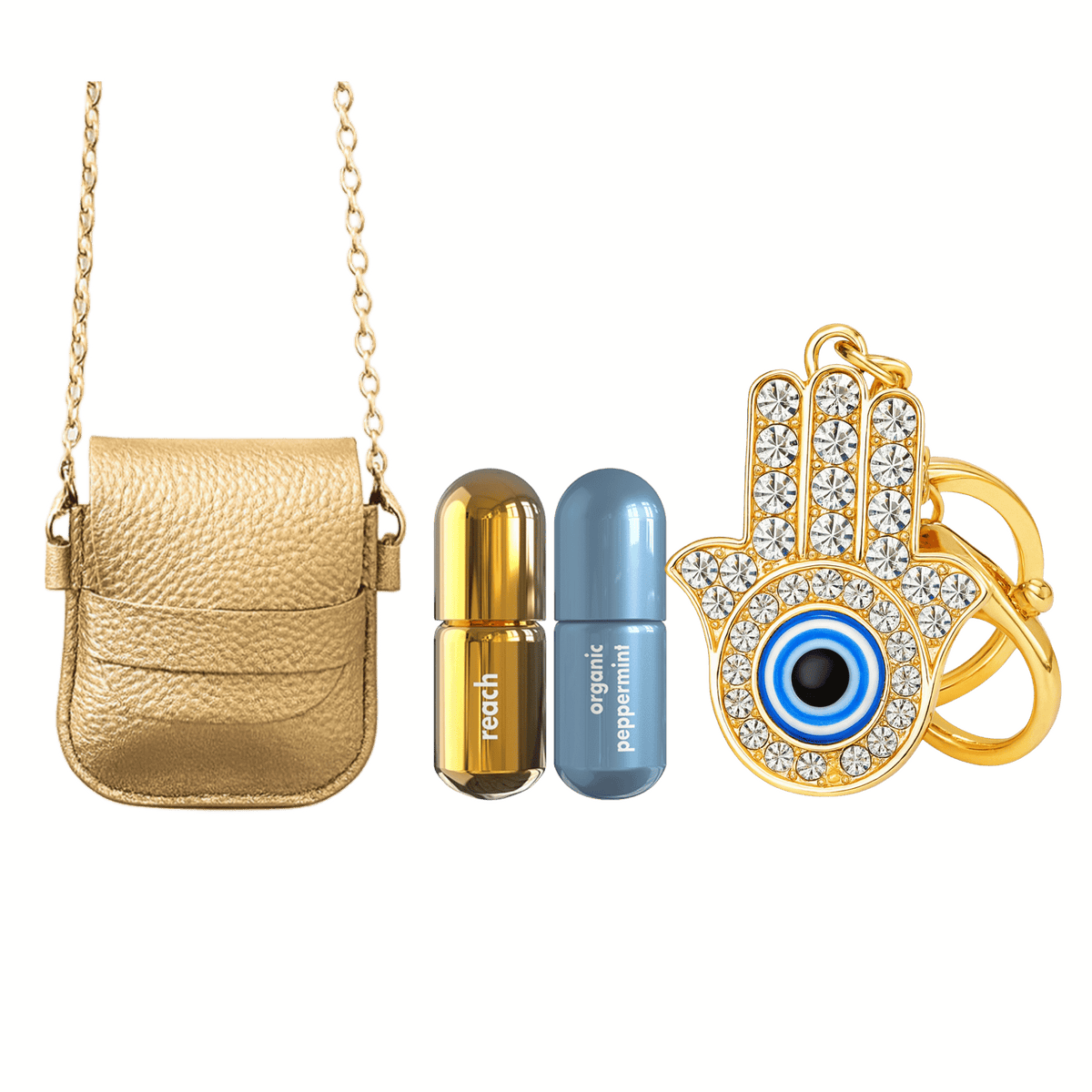 rossbody_Bag_with_Moodzee_Reach_Peppermint and helping hand keychain