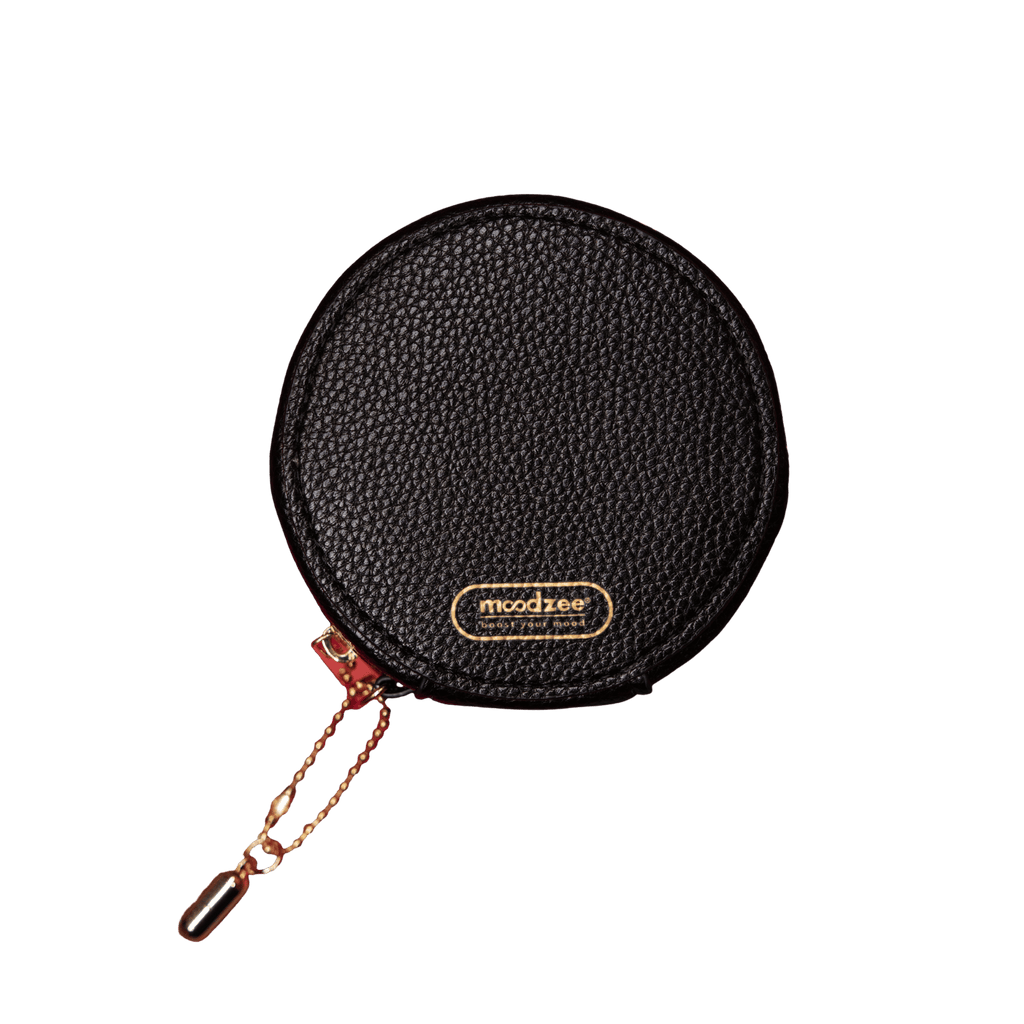 Moodzee round black vegan leather charm bag