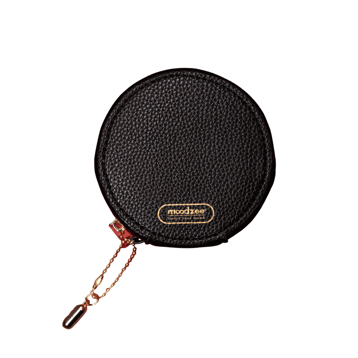 Moodzee round black vegan leather charm bag