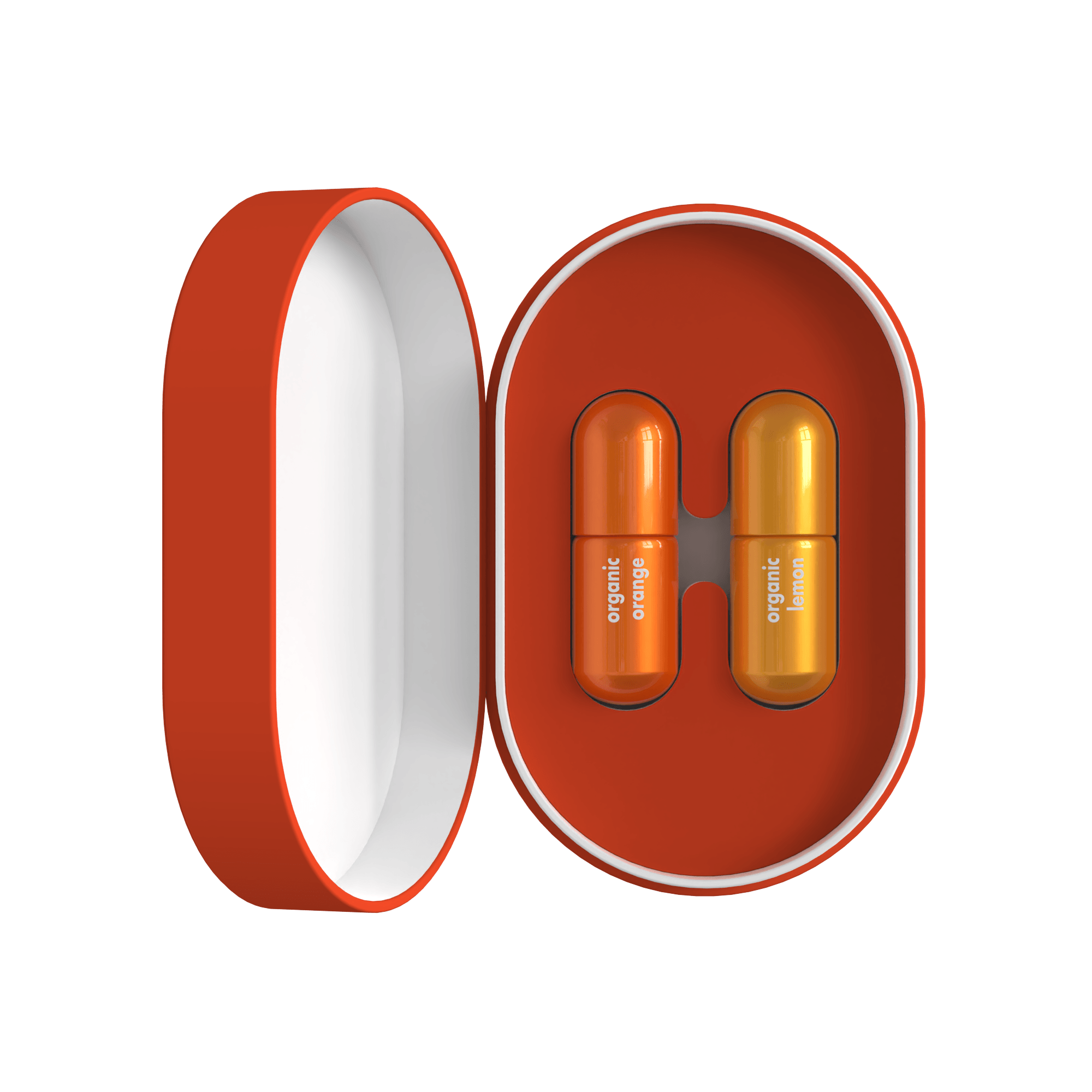 Moodzee Citrus Duo gift set in oval red box with Lemon and Orange rollers