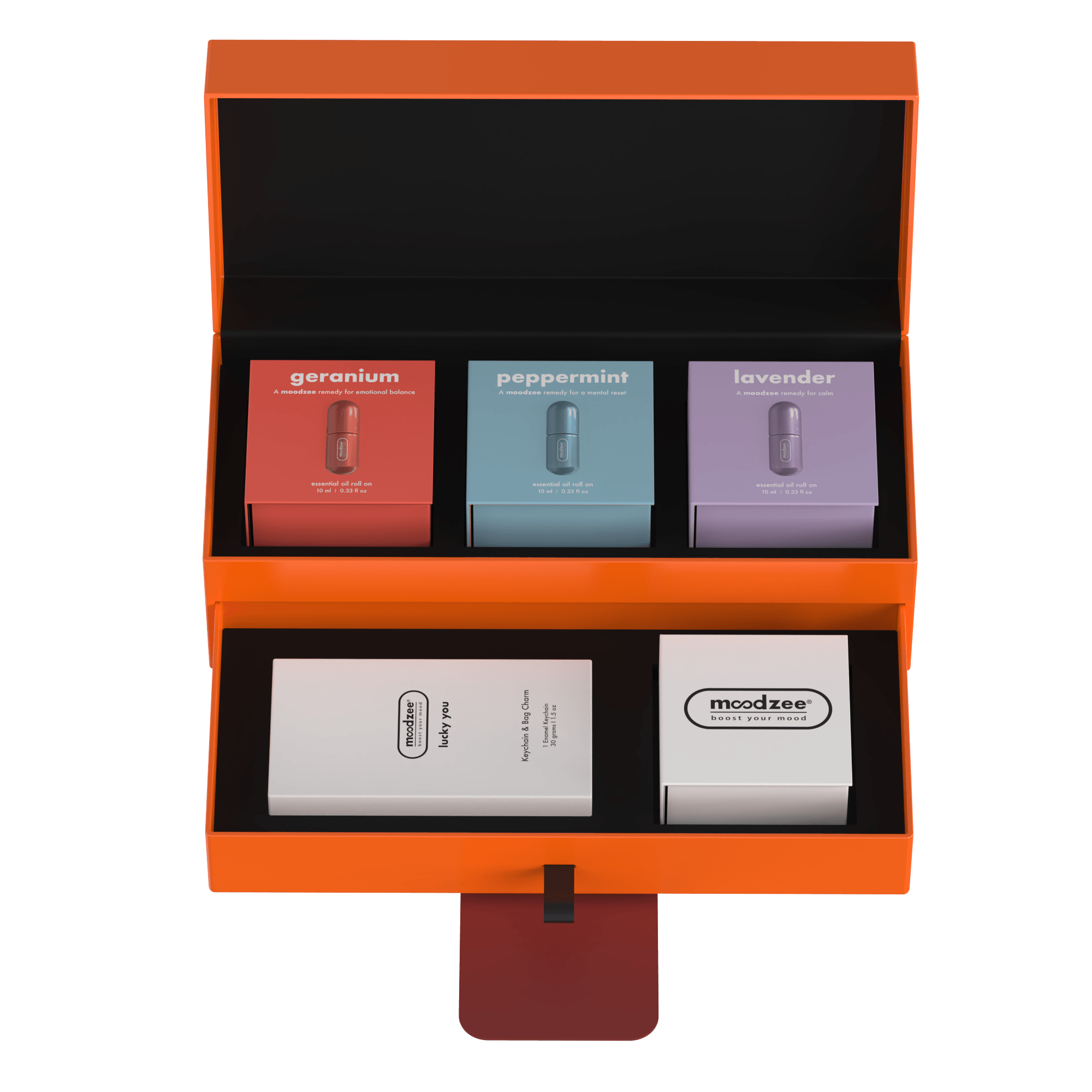  Moodzee Single-Note Ritual Kit with Geranium, Peppermint, and Lavender rollerballs