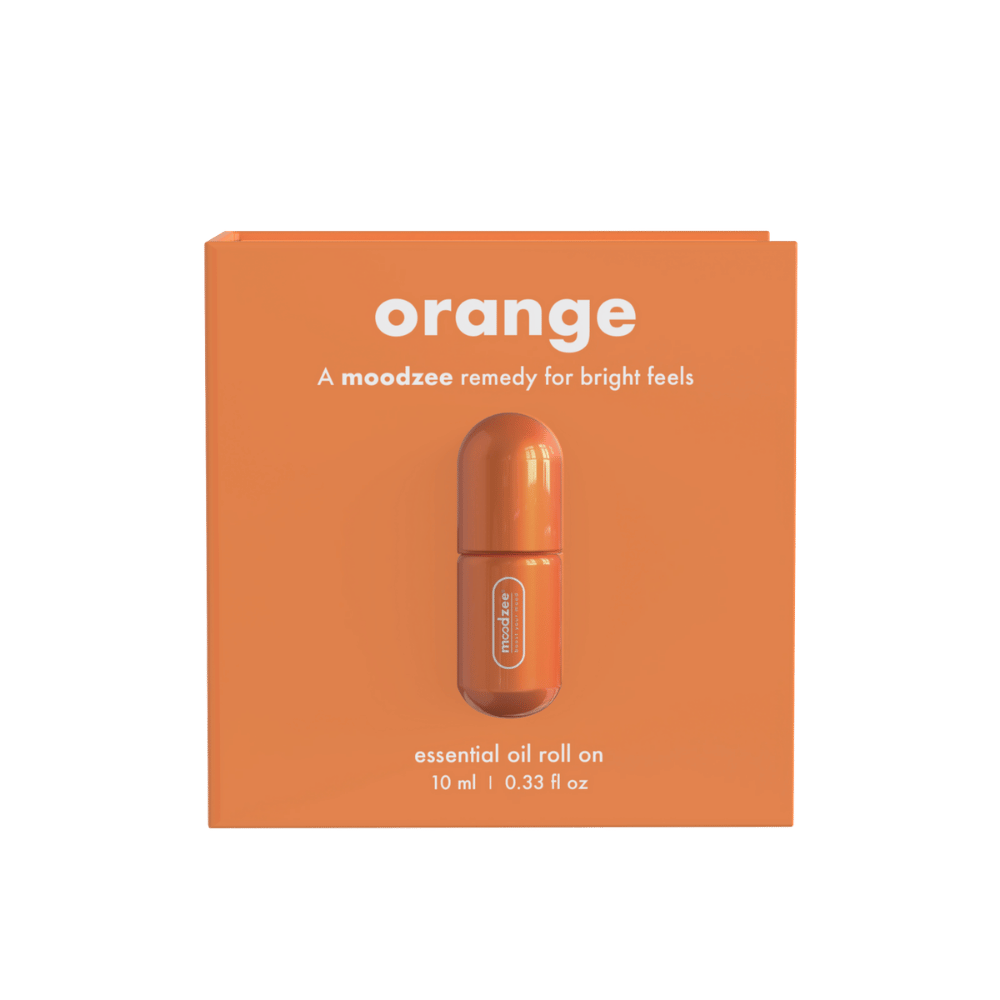 Orange Moodzee packaging box, closed