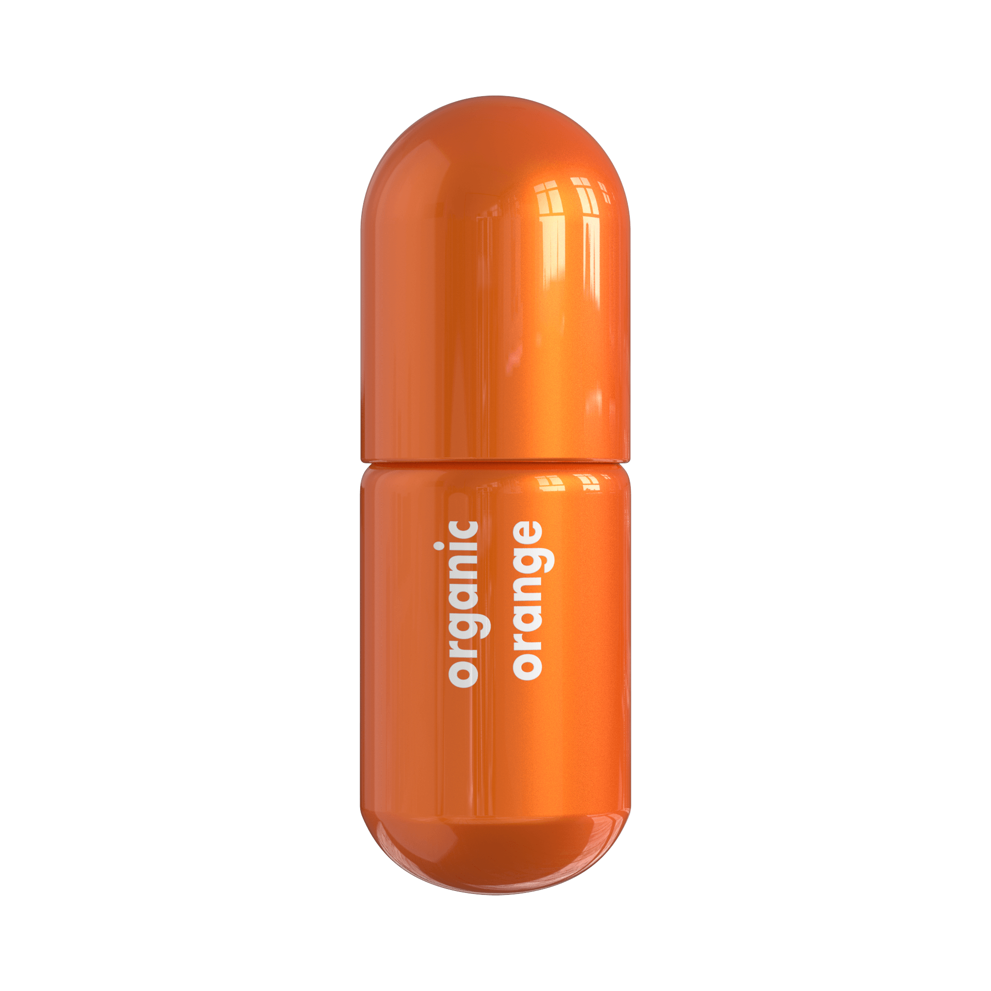Orange Moodzee organic essential oil roller ball for bright feels, orange pill bottle