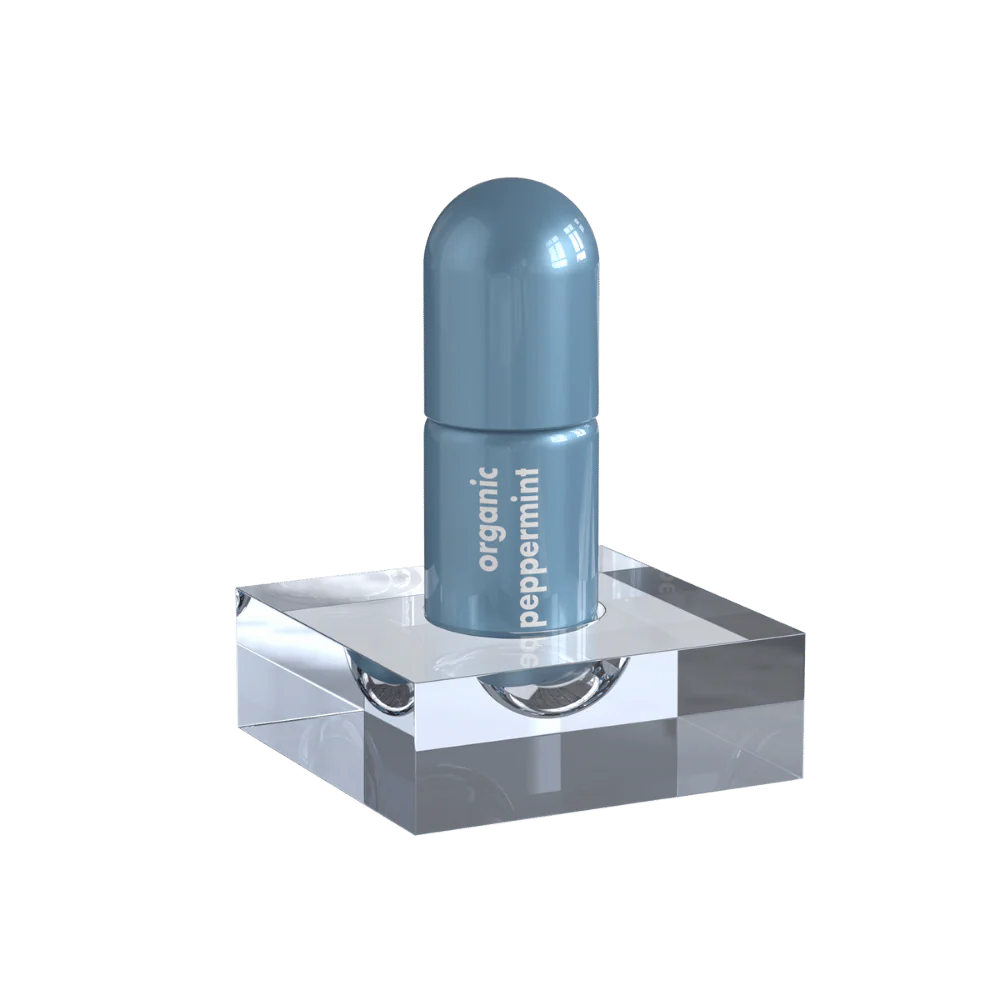 Peppermint Moodzee roller ball being applied to pulse point