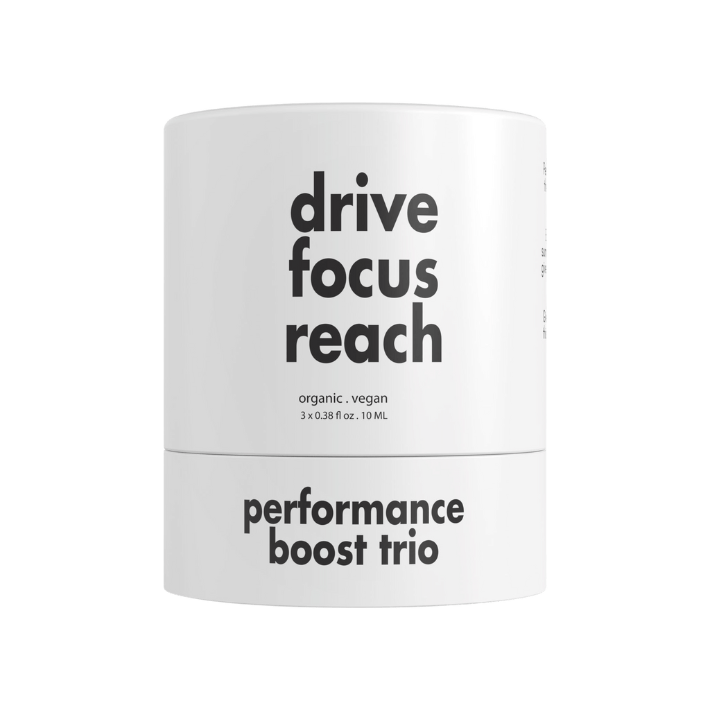 Performance Boost round paper box and Drive Focus Reach box, closed